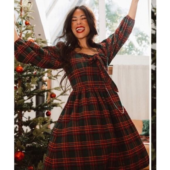 NWT Ivy City Co. MARGO SHORT DRESS IN GREEN PLAID sz 5X - Picture 8 of 14